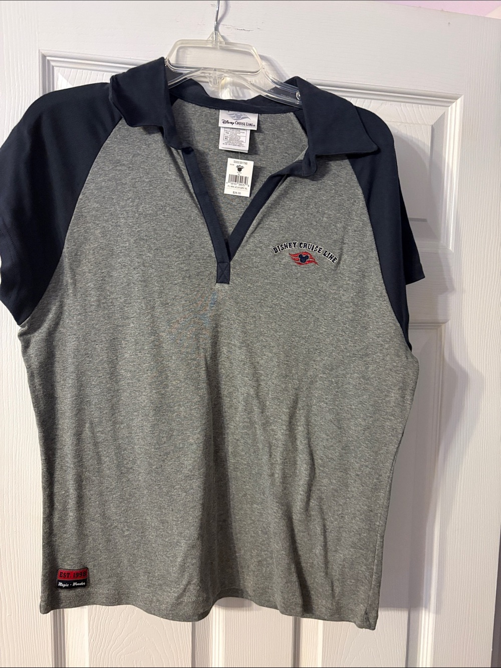 Disney Cruise Line Women's Grey & Navy Polo